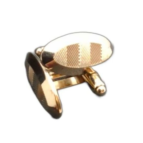 Vintage Shield's Gold Tone Oval Cufflinks 1"X1/2" - Picture 2 of 6